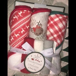 MODERN BABY Hooded Baby Toddler Towel & Washcloth  6 Piece bath